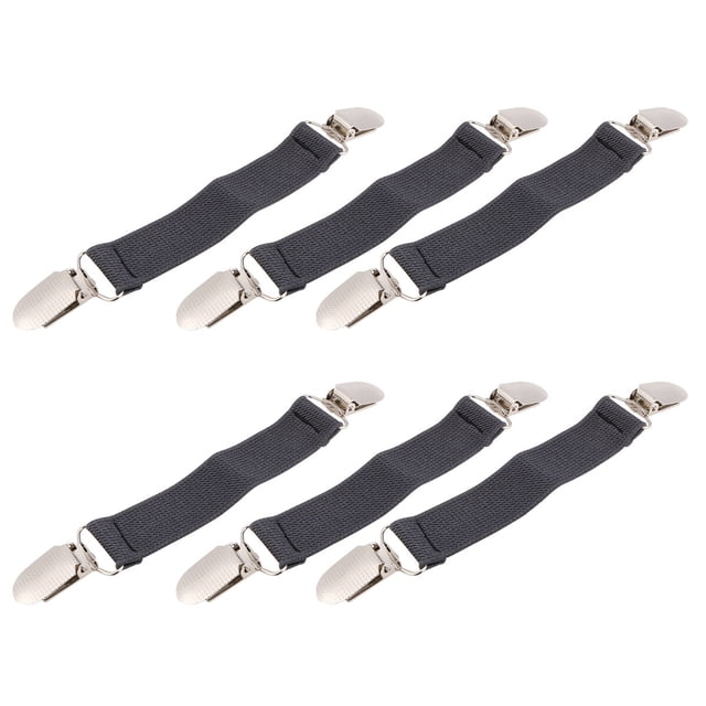6 pares de hebillas fijas multiusos, sujetadores antideslizantes para sábanas, cojines para sofá, Clips antideslizantes, pinzas elásticas de aleación (gris oscuro)