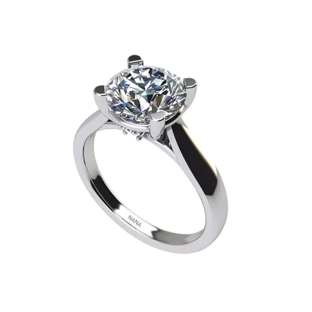 1.00ct Round Cut Lucita Solitaire Simulated Diamond Wedding Engagement Ring 10K White Gold - 6.5mm - Size 4