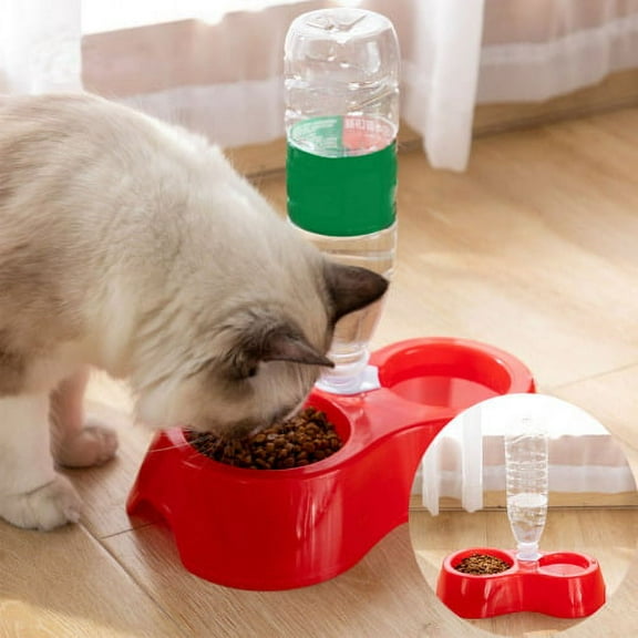 Cheers.US Dog Cat Bowls, Pet Water and Food Bowls,Water Dispenser Bottle Detachable, for Cat and Small Dog,Dual-use Puppy Dog Food Water Feeder Dog Supplies