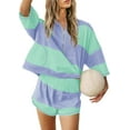 thumbnail image 2 of Yanekop Womens 2 Piece Outfits Summer Striped Workout Set Oversized Matching Lounge Sets Two Piece Short Set, 2 of 11