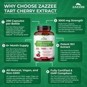 Zazzee Tart Cherry 10:1 Extract 3000 mg Strength – 200 Vegan Capsules – Certified Kosher – Concentrated & Standardized 10X Extract – Antioxidant, Joint & Inflammation Support – All-Natural • Non-GMO