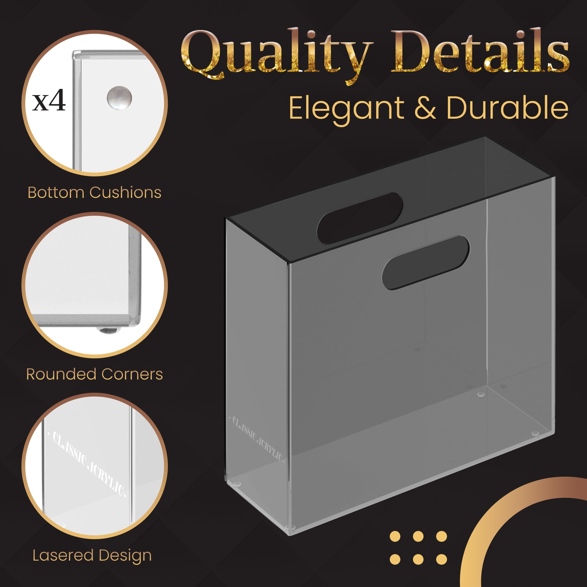 CLASSIC ACRYLIC File Organizer for Home and Office Organization, Clear, 10"x12"x4" Gift Box Included