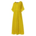 thumbnail image 2 of Femmes Robe à Pois Imprimé Vêtements d'Été Robe Courte Manches Courtes Plage Robe à Col Rond, Jaune, XL, 2 of 4