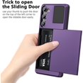 thumbnail image 3 of for Samsung Galaxy S23 Case Wallet Credit Card Holder ID Slot Sliding Door Hidden Pocket Men Women Anti-Scratch Dual Layer Hybrid Bumper Armor Protective Shell Back Cover 6.1" GreyPurple, 3 of 7