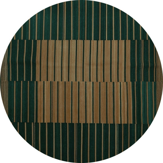 Ahgly Company Indoor Round Oriental Turquoise Blue Traditional Area Rugs, 3' Round