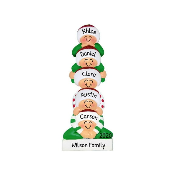 Personalized Family Ornaments 2024 - Hugging Family of 5 Christmas Ornament Our 1st Christmas Decor