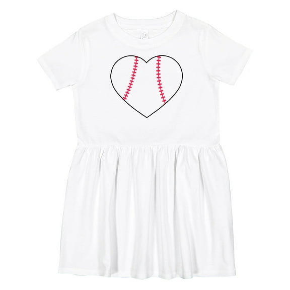 Inktastic Heart Shaped Baseball Girls Toddler Dress