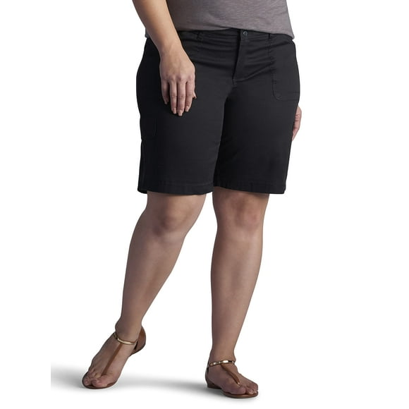 LEE Short Cargo Bermuda à Taille Tricotée, Coupe Décontractée, Grande Taille pour Femmes, Noir, 20w/moyen