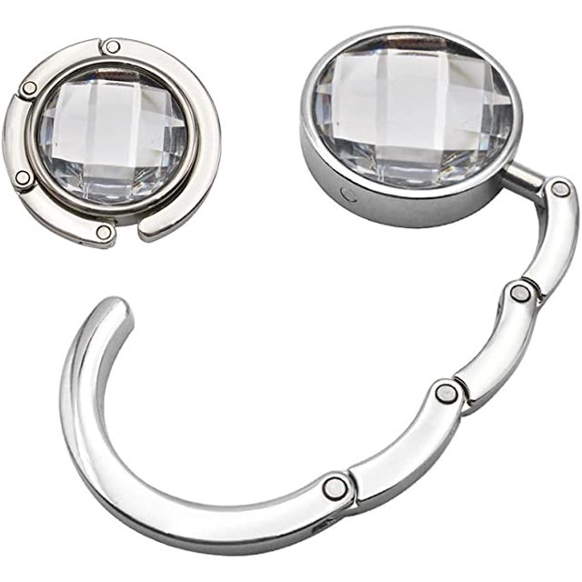 2 ganchos para bolso, soporte redondo plegable para bolso, soporte para bolso de mesa para colgar bolso (blanco) ER
