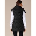 thumbnail image 4 of DARING DIVA Women's Puffer Vest Coat Hooded Zip Up Long Sleeveless Jacket XL Black, 4 of 6