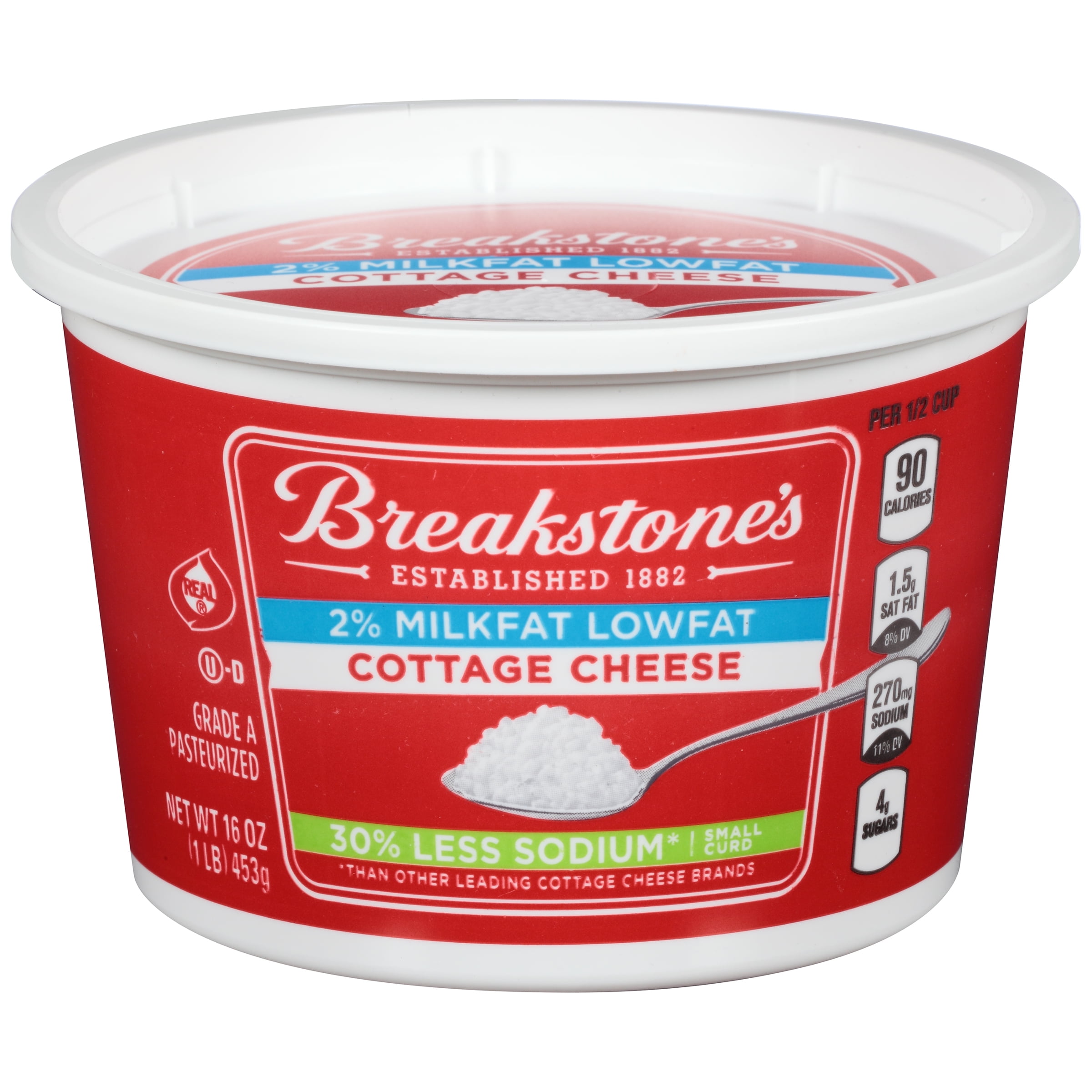 Breakstone S Reduced Sodium Small Curd Cottage Cheese 16 Oz Tub