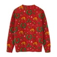 thumbnail image 4 of WTOBBY Christmas Themed Cute Print Women's Knit Sweater Top, Long Sleeve Crewneck Pullover, Holiday Casual Fall and Winter Fashion Wear,Red S, 4 of 5