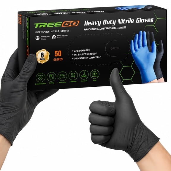 Black Nitrile Disposable Gloves,Small, 6 Mil, 100 Count | Powder Free, Latex Free, 510(k) Cleared, 6 Mil Disposable Gloves for Mechanic, Piercing, Food Service & Heavy‑Duty Jobs
