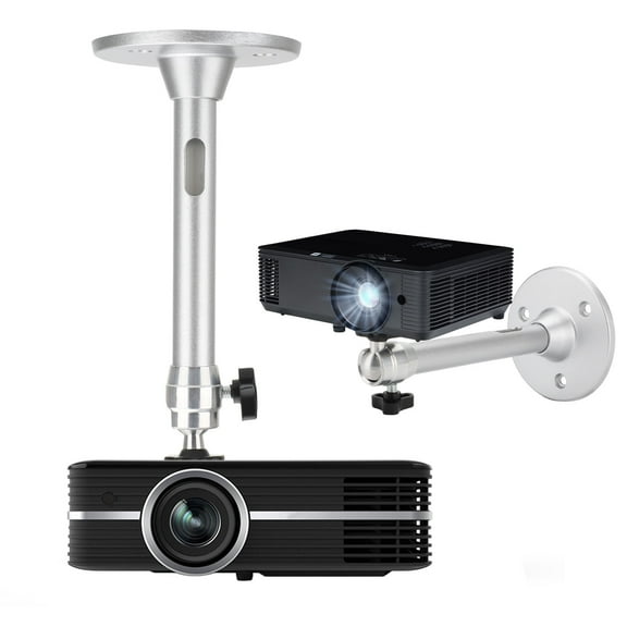 Mini Ceiling Projector Mount - for Projectors DVR Cameras - Angle Adjustable Projection - Length 180mm / 7.0in, Silver / Black