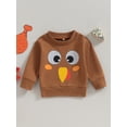 thumbnail image 2 of LMLYSoH Baby Sweatshirt, Long Sleeve Crew Neck Cartoon Turkey Print Hoodie Thanksgiving Clothes for Girls Boys, 2 of 9