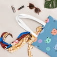 thumbnail image 3 of DouZhe Reusable Grocery Bags, Colorful Cartoon Cats Face Lightweight Polyester Canvas Cloth Tote Bag for Travle Gym Shopping School, 15" x 16", 3 of 7