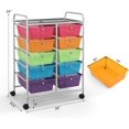 thumbnail image 3 of 15 Drawers Rolling Storage Cart, Craft Cart Organizer with Lockable Wheels for Tools, Arts, Scrapbook, Papers, Multipurpose Utility Cart for Home Office School (Hot Pink), 3 of 18