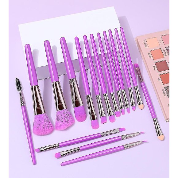 Purple Makeup Brush Set Eyeliner Eyelash Stereo Eyeshadow 16 Cosmetics