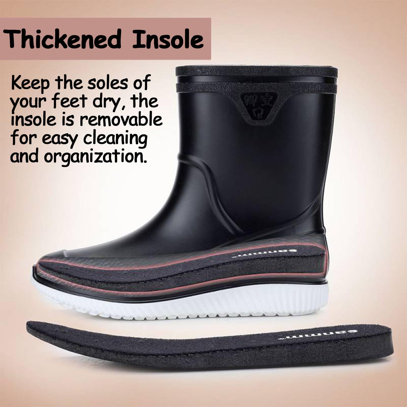 AUXDIQ Rain Shoes Men Mid-calf Boots Waterproof Rain Boots Outdoor Garden Shoes