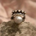 thumbnail image 3 of Faty-T Unique Vintage 10 mm Simulated Pearl Ring for Women Ring Set 3 Layer Interlocked Ring Entwined Line With Stacking Rings Wedding Band Statement Cocktail Index Finger Rings, 3 of 7