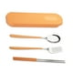 thumbnail image 3 of Conjuntos de vajilla 304 Estudiantes reutilizables de cubiertos de acero inoxidable Use accesorios de viaje de diseño simple para reuniones familiares de picnic Red-Orange 3 PCS Jumpingount HA012732-02, 3 of 7