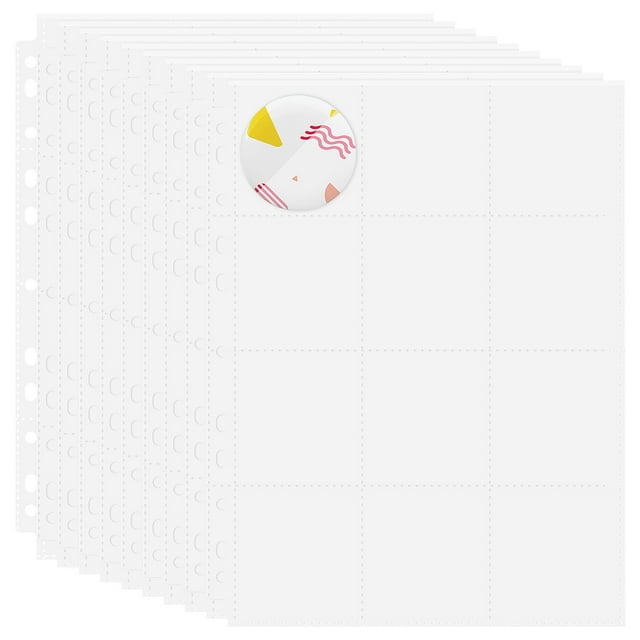 FRCOLOR 10 Pcs Pochettes de Rangement pour Pages de Livre d'Insignes pour Collection de Pièces Feuilles de Livre Présentoir d'Épingles avec Grilles pour Collection d'Insignes et de Cartes