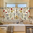 thumbnail image 2 of Yayeee Kitchen Curtains Tier Set of 2 Light Filtering 57"x36" Over Sink Window Panels, Beige Floral, 2 of 7
