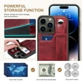 thumbnail image 6 of Elehold Luxury Leather Hand Strap Card Slot Case Compatible with iPhone 14 Pro 6.1 Inch with Camera Protection Card Slot Shockproof Kickstand Lanyard for iPhone 14 Pro 6.1 inch,Red, 6 of 8