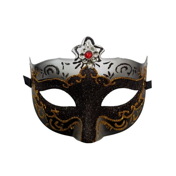 Black Gold Red Jewel Glitter Venetian Masquerade Mardi Gras Mask