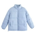 thumbnail image 1 of Parkas de manga larga para mujer, color liso, holgadas, con cuello levantado, chaqueta sin mangas, parte superior de poliéster para mujer, 1 of 2
