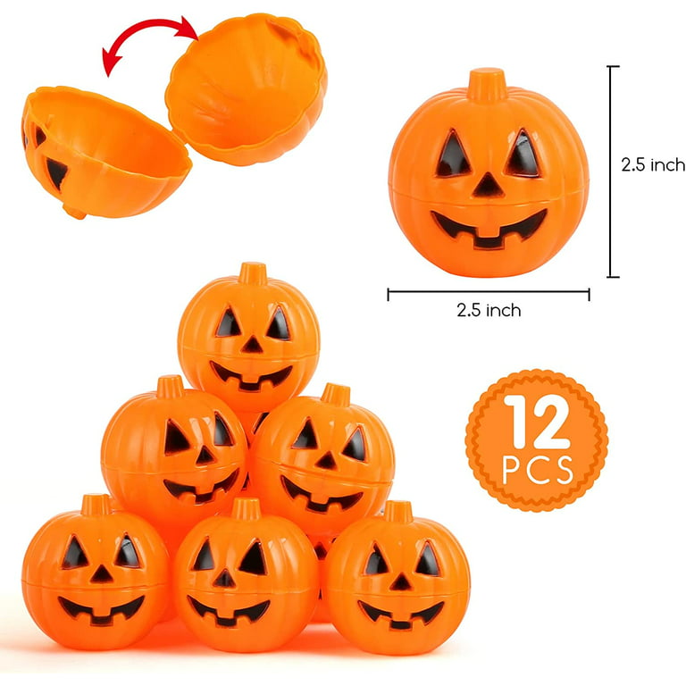 Naler 12Pcs Plastic Pumpkins Small Jack O Lantern Candy Boxes Trick or  Treat Birthday Party Favors Portable Candies Holder Halloween Party Décor  for Kids 