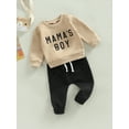 thumbnail image 3 of ZAXARRA Baby Boys Pants Set, Long Sleeve Crew Neck Letters Print Sweatshirt with Elastic Waist Sweatpants Fall Outfit, 3 of 8