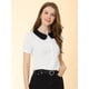 thumbnail image 2 of Blusa Allegra K Unique Bargains Camisa Manga Corta Cuello Peter Pan Blanco S, 2 of 6