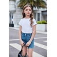 thumbnail image 3 of Arshiner Girls Shirt Crop Tops Short Sleeve Summer Drop Shoulder Batwing Sleeve Crewneck Loose T Shirt Tee, 3 of 8