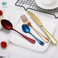 thumbnail image 5 of Deago 4pcs Rainbow Color Flatware Set Dinner Steak Knives Forks Spoons Teaspoons Cutlery Set Service for 1 (SILVER), 5 of 8