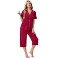 thumbnail image 5 of MINTREUS Pajama Sets for Women Notch Knit Top and Capri Pants Pjs Soft Lounge Sets, 2 Piece, Sizes M-3X, 5 of 7