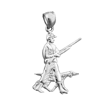 Rhodium Plated 925 Sterling Silver Hunter and Hound Pendant