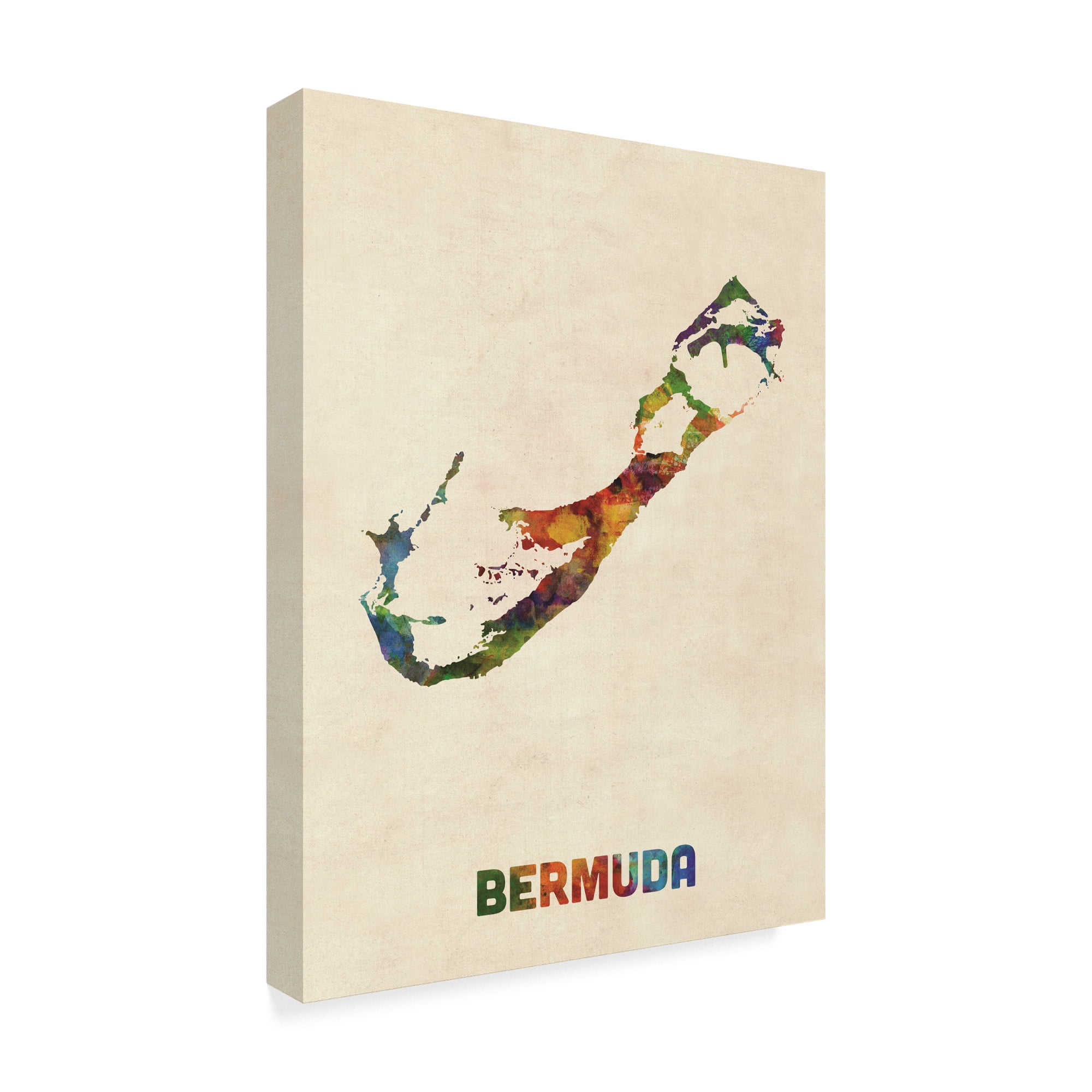 Trademark Fine Art 'Bermuda Watercolor Map' Canvas Art by Michael Tompsett