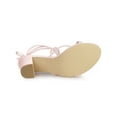 thumbnail image 5 of BLISSFUL STEP Women's Shoes Open Toe Lace Up Block Heel Strappy Heels Bling Pink 6, 5 of 7