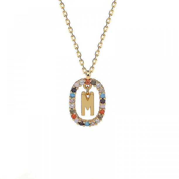 Collar Para Mujeres, Niñas Chapado En Oro Collar Con Letras Colgante Con Letra M Joyería Regalo Esposa Aniversario Cumpleaños