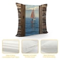 thumbnail image 4 of Chilfamy Sailboat Water Pillow Covers for Couch Sofa Indoor Outdoor Square Short Plush 1PC 24x24in, 4 of 5