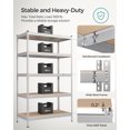 thumbnail image 6 of Storage Shelving Unit 5 Tier Garage Shelves Adjustable Storage Rack Heavy Duty Metal Shelving for Basement,Pantry,Kitchen,23.6 x 47.2 x 70.9 Inches,Silver, 6 of 8