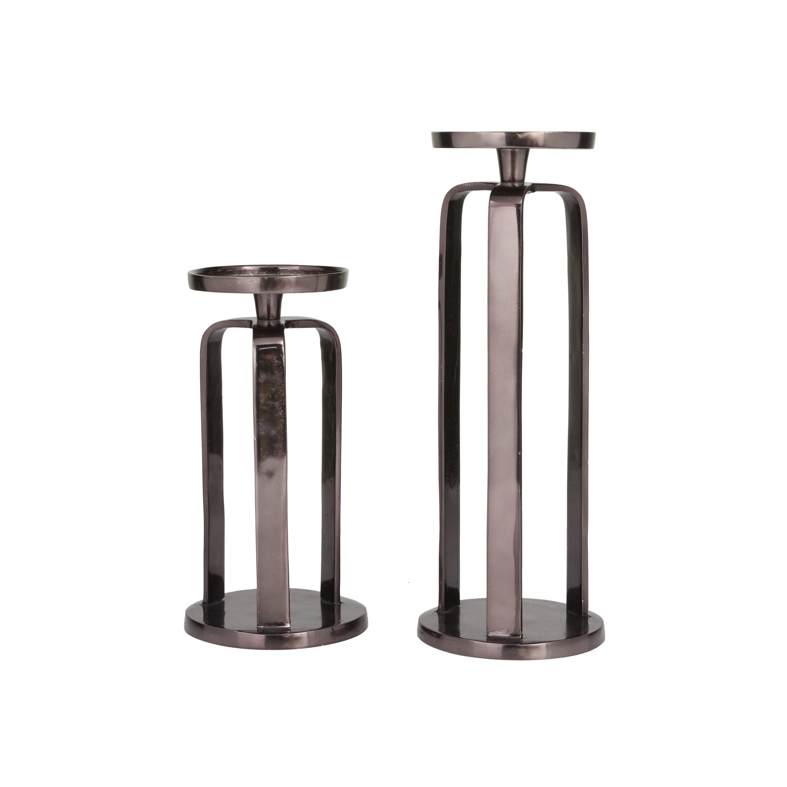 CosmoLiving by Cosmopolitan 2 Candle Black Aluminum Geometric Pillar Candle Holder, Set of 2