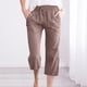 thumbnail image 2 of Pantalones anchos con cordón elástico y cintura alta para mujer: pantalones rectos cómodos e informales con bolsillos, algodón, S-XXL, 2 of 5