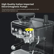 Espresso Machine with Built-in Grinder,Italian ULKA 15 Bar Espresso Machine - 85oz Water Tank, Dual PID Control, Milk Frother & Auto-Cleaning for Perfect Lattes and Cappuccinos