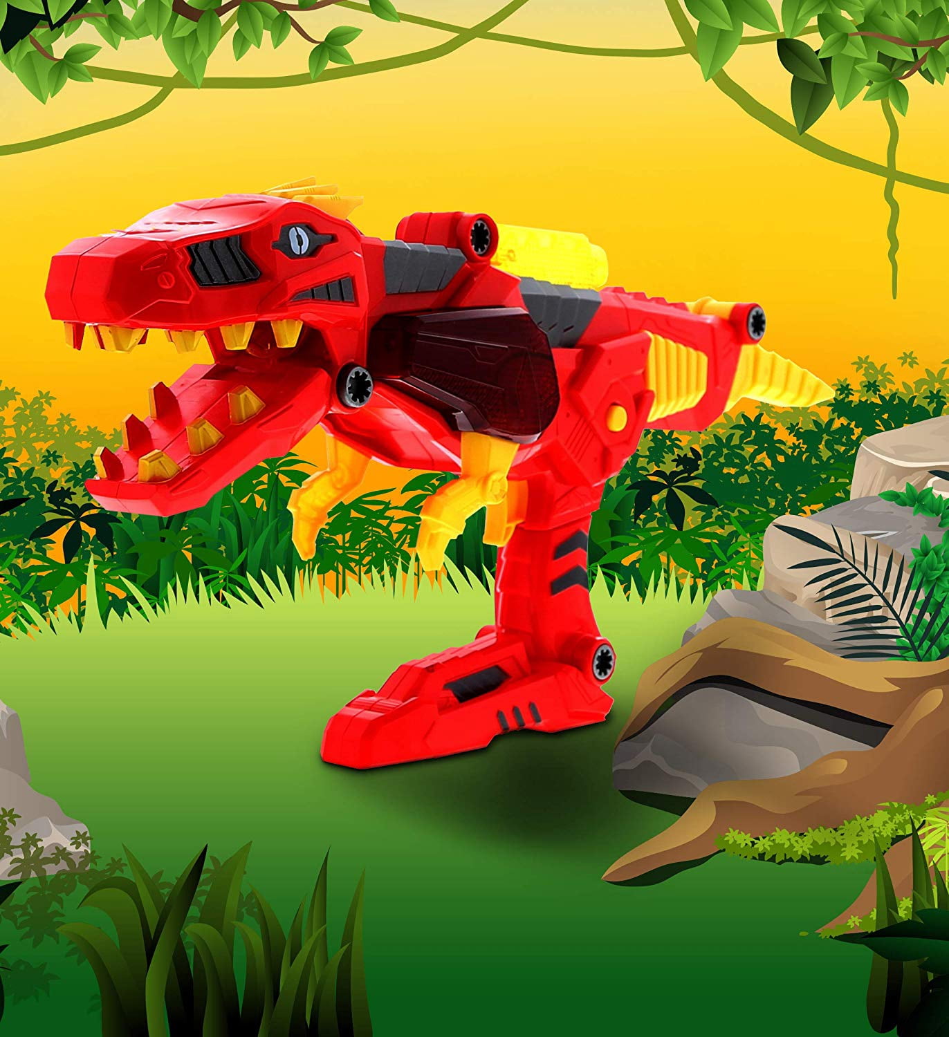 Mozlly Red Dino Gun Space Battle 3 in 1 Tyrannosaurus (13pc Set)