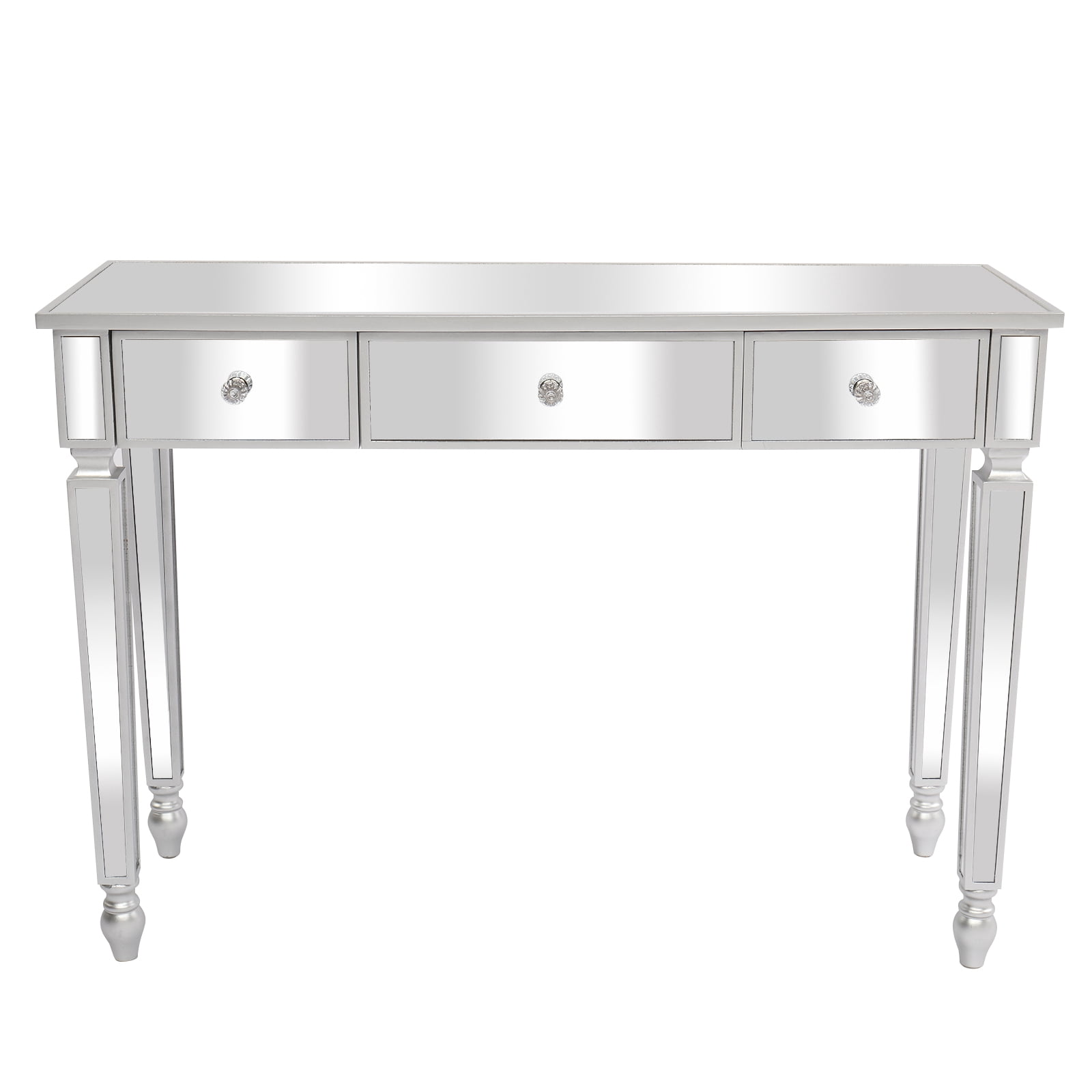 3-Drawer Mirrored Dressing Table Entryway Table 41.73 x 14.96 x 29.92in Silver