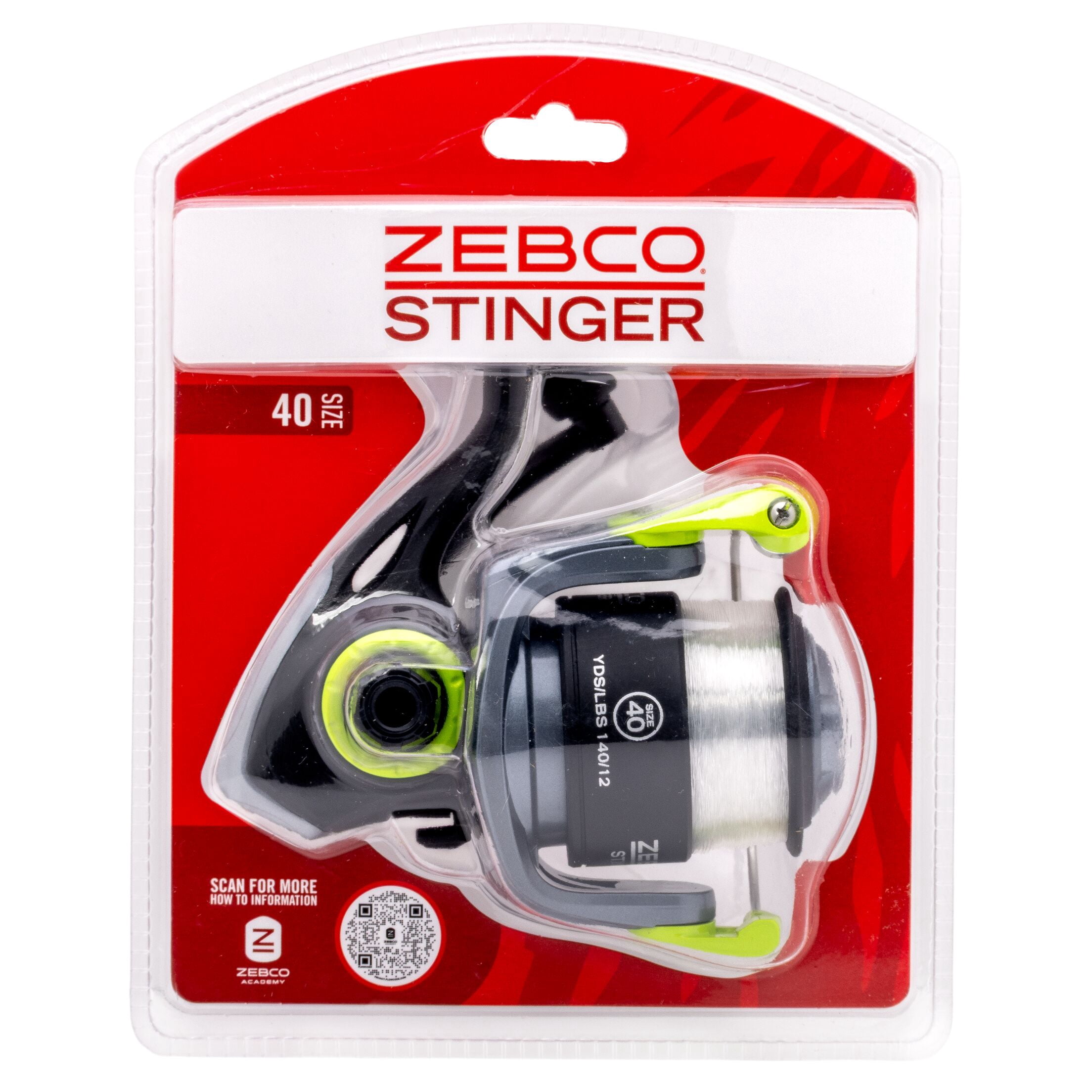 Zebco Stinger Spinning Fishing Reel, Size 40, 5.2:1 Gear Ratio, 1+1 Bearings, 12-Pound Line (Clam Packaging)