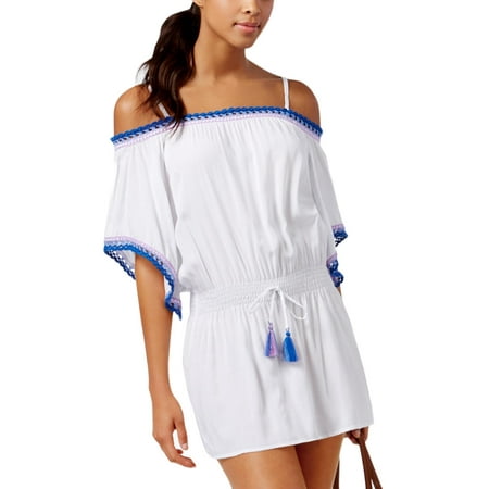 Becca Womens Tunic Short Sleeves Dress Swim Cover-Up