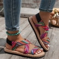 thumbnail image 4 of HTHLVMD Women's Casual Bohemian Sandals, Women's Boho Crisscross Strappy Sandals, Women's Flat Sandals Comfortable Open Toe Rubber Thong Cushion Easy to Clean for Women Indoor Outdoor Vacation, Red 7, 4 of 4